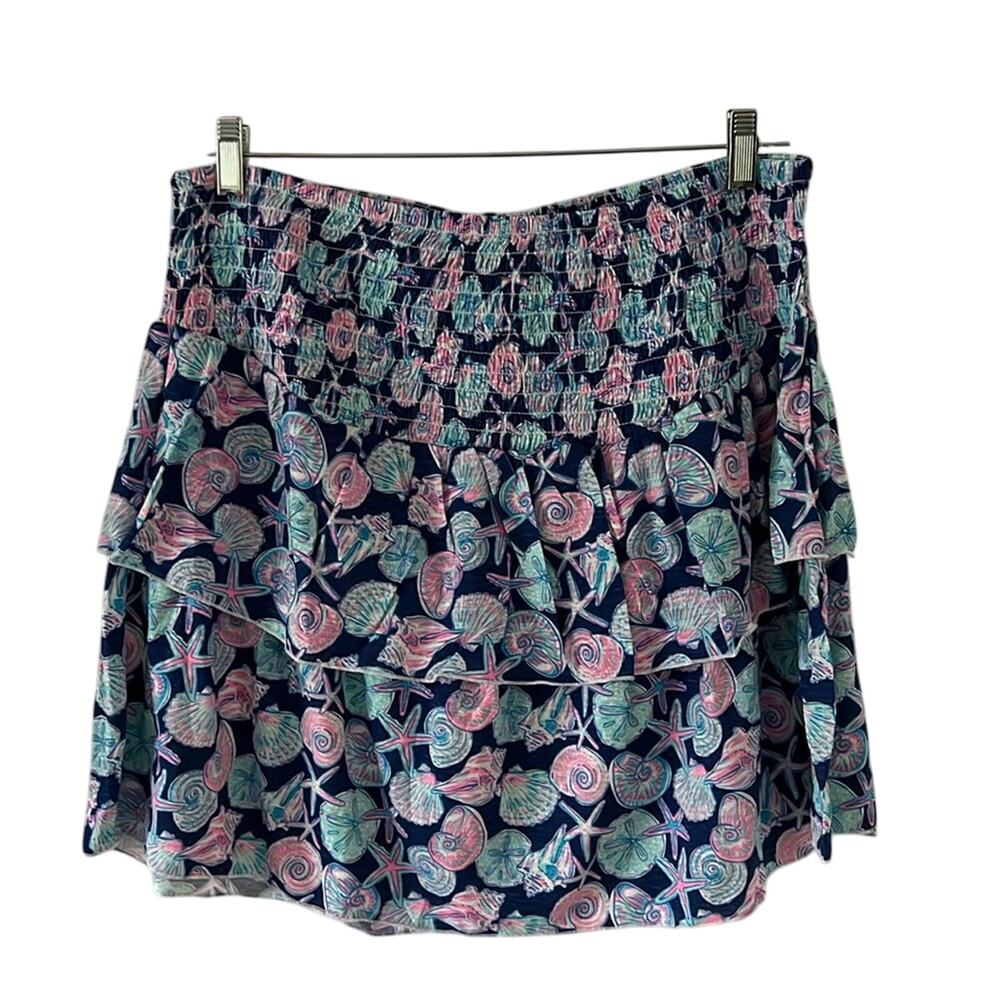 Simply Southern, Smocked, Tiered Skirt Sea Shell Print Woman’s Size XXL Mini